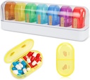 Organizador de píldoras de viaje FYYY, 14 Compartimientos Organizador diario de píldoras Portable Caja de píldoras diarias desmontable para el bolsillo de púrpura para mantener vitaminas, aceite de hígado de bacalao,Suplementos y medicamentos-White