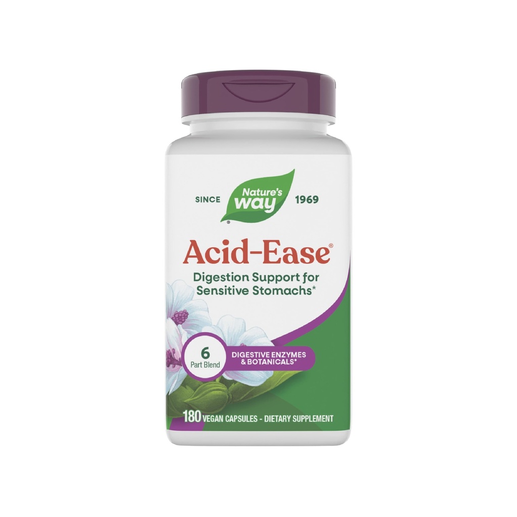 Nature's Way Acid-Ease Digestion Formula, Suplemento de Apoyo Digestivo para Stomachs Sensitive*, 180 Vegan Capsules