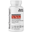 Juvenil &amp; Tonic Natural Blood Pressure Support Suplemento w/Hawthorn Hibiscus & High Potency Diuretic Herbs " Vitamins for Water Retention ← 30 BP Capsules to Maintain a Good Health ◾ Mujeres " Hombres