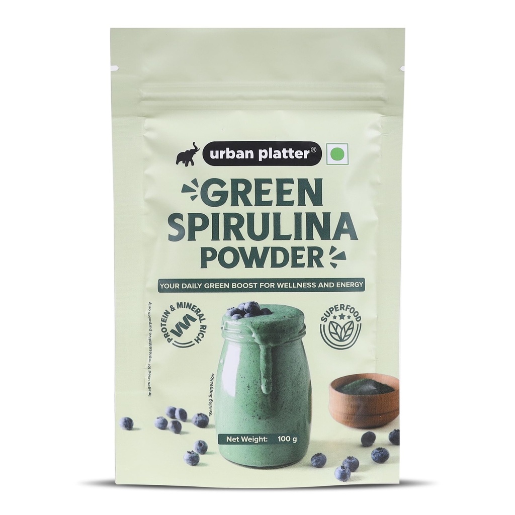 Urban Platter Pure Spirulina Powder, 100g (Naturally Nutrient-Dense | Supports Energy, Immunity & Detox | Rich in Protein & Iron)