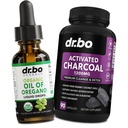 Oregano Oil Organic Liquid Drops & Charcoal Capsules - Oil of Oregano Drops Tincture Extract " Charcoal Pills for Stomach Gas Cleanse Detox Immune Support, Digestive Binder - Organic