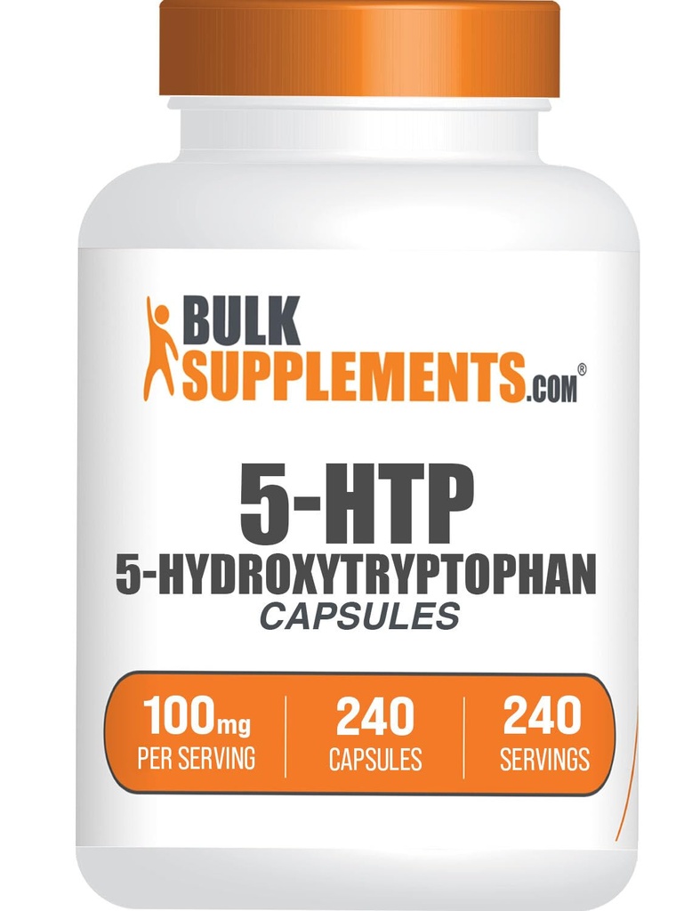 BulkSupplements.com 5-HTP Capsules - 5-Hydroxytryptophan, Amino Acid Supplement - Gluten Free, 1 Capsule per Serving, 240 Count (Pack of 1)