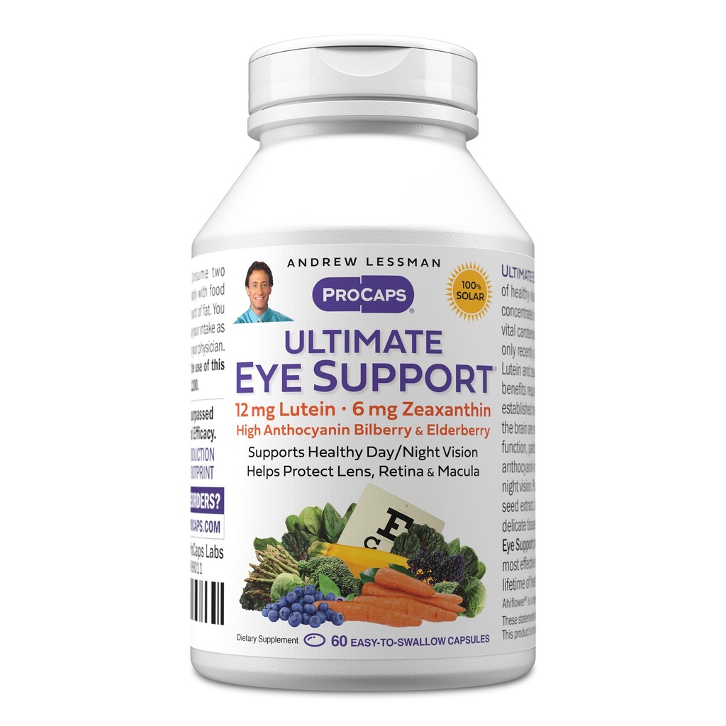 ANDREW LESSMAN Ultimate Eye Support 60 Softgels - 12mg Lutein, 6mg Zeaxanthin, Bilberry, Key Nutrients to Support Eye Health and Promote Healthy Vision. Sin aditivos. Easy to Swallow Softgels