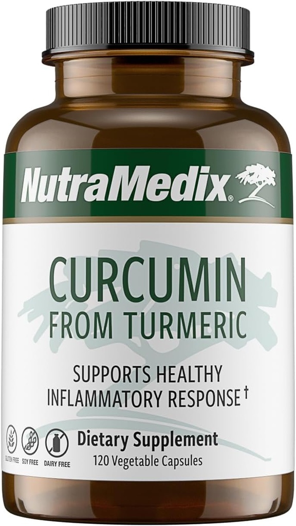 NutraMedix Curcumin - 500mg Cápsulas Turméricas - Promueve una Respuesta Inflamatoria Saludable, Sistema Inmunitario, Cerebro, Corazón " Apoyo al hígado (120 Cápsulas)