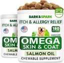 BARK&SPARK Omega 3 for Dogs - 360 Fish Oil Treats for Dog Shedding, Skin Allergy, Itch Relief, Hot Spots Treatment - Joint Health - Skin and Coat Supplement - EPA & DHA Fatty Acids - Salmon Oil