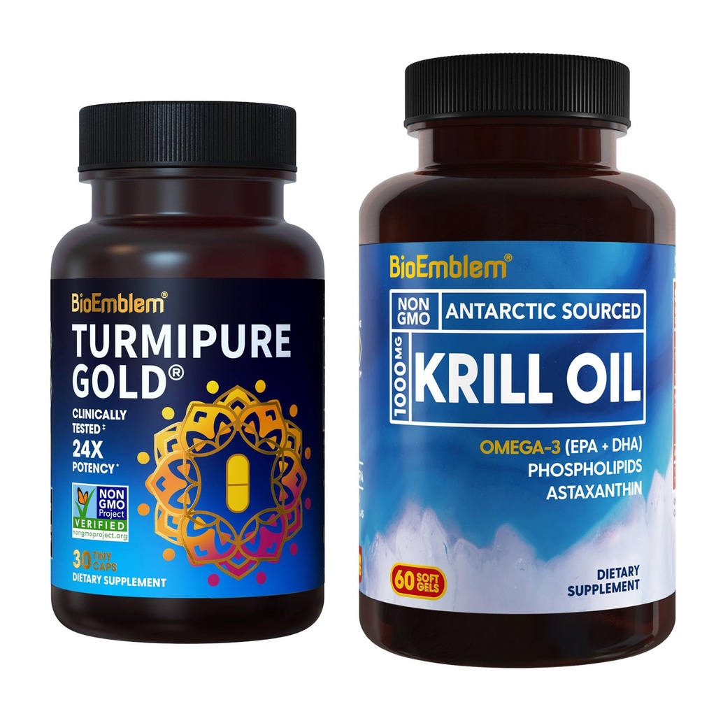 BioEmblem Antártico Krill Suplemento Turmeric Curcumin con TurmiPure clínicamente estudiado