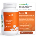 NatureCity True-B Plant-Based Super B Suplemento Complejo de Vitamina ←Fabricación de plantas enteras oraganicas certificadas con folato activo y vitamina B12 - (30 cápsulas vegetales)