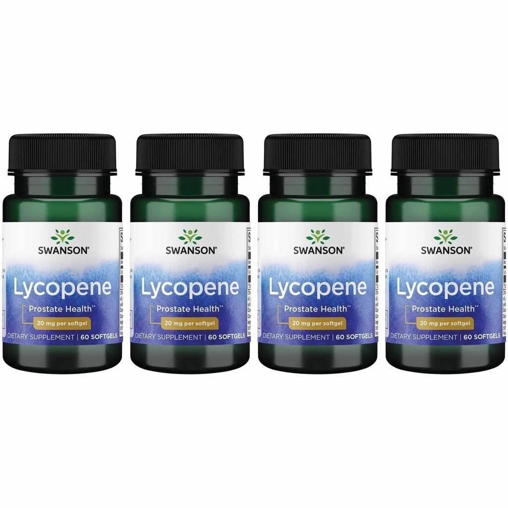 Swanson Lycopene - Suplemento Natural Promoción de la Salud de la Prostata, Salud del Corazón, " Apoya la Presión de la Sangre dentro del rango normal - Mens Health Supplement - (60 Softgels) 4 Pack