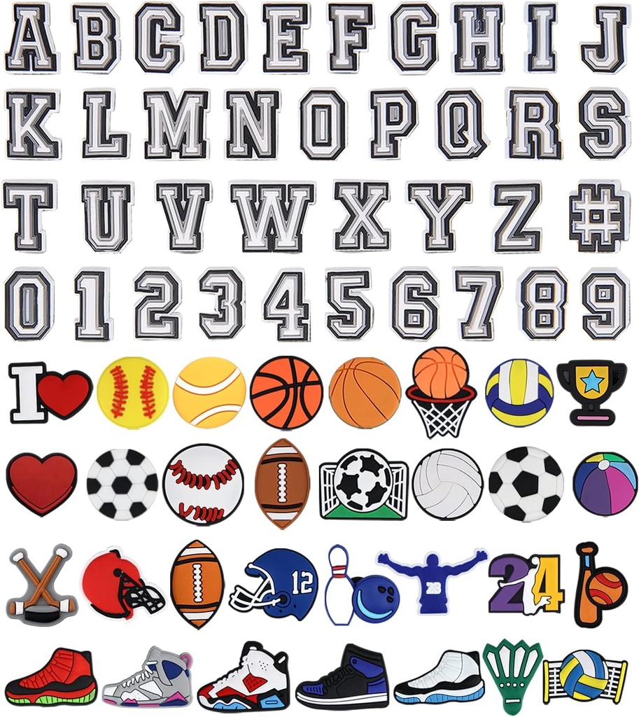Cartas Números y Decoraciones Deportivas Charms, Baloncesto Béisbol Hockey Softball Futbol Regalo para Niños Adolescentes y Adultos Niños