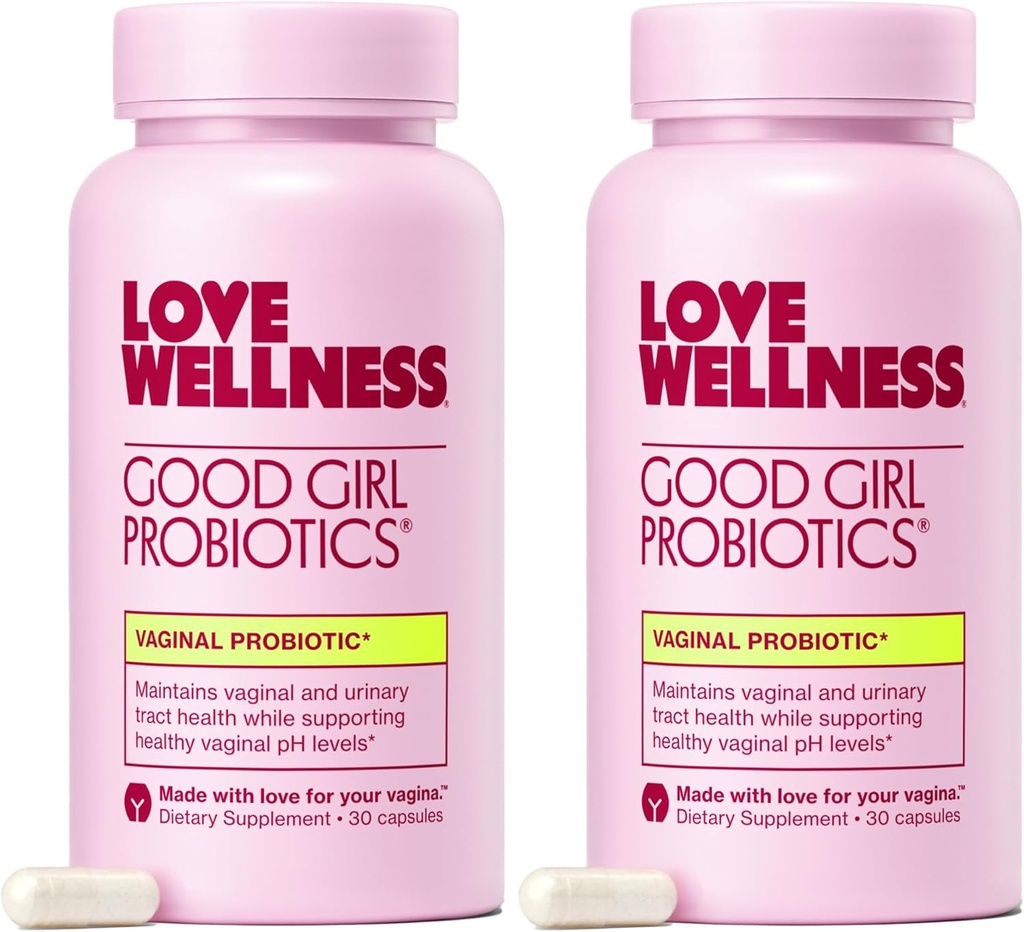 Love Wellness Good Girl Probiotics ← Salud Vaginal de las Mujeres > pH Balance Suplemento TENIDO 9-Strain Probiotic for Urinary Tract, Yeast, Odor &amp; Immune Support TEN Gluten-Free TEN 60 CT, 60-Day Supply