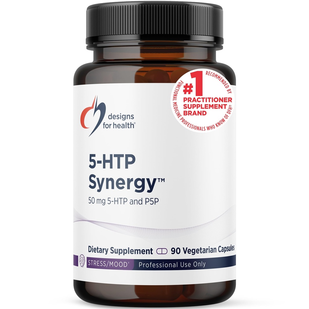 Designs for Health 5-HTP 50mg with Vitamin B6 (P-5-P) - 5-HTP Synergy 50 mg Supplement - Serotonin Precursors to Help Support Healthy Mood + Appetite (90 Capsules)