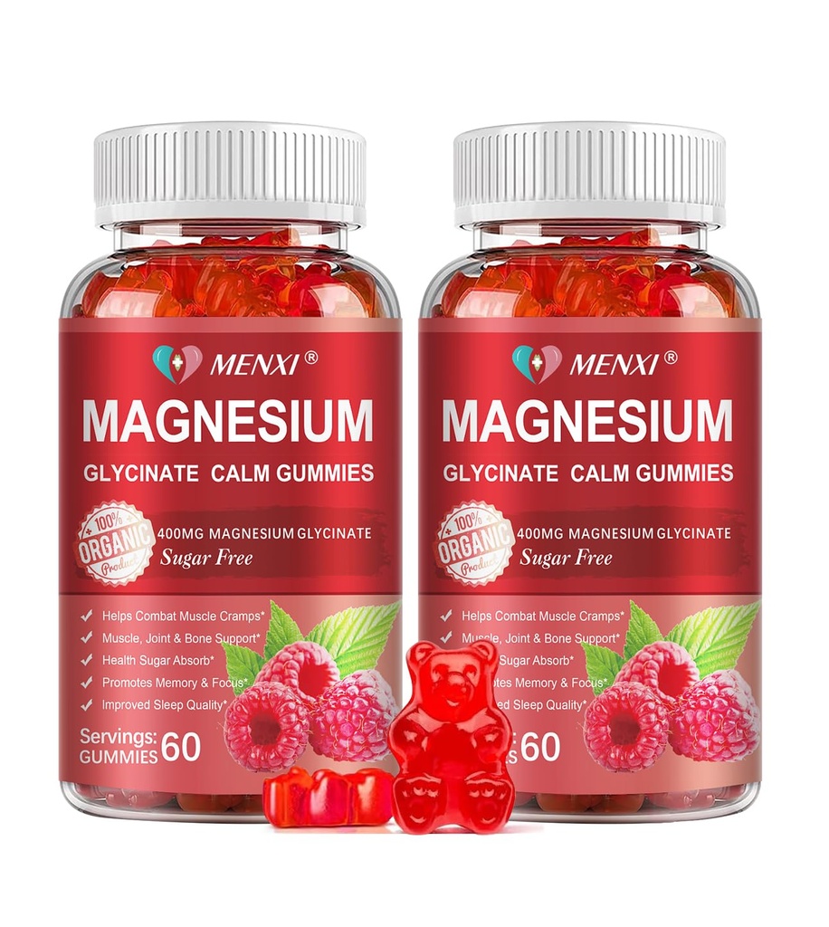 Magnesium Gummies 600mg per Serving-Magnesium Glycinate 400mg and Magnesium Malate 200mg,Sugar Free Magnesium Potassium Supplement for Calm Mood, Muscle, Bone & Energy Support,120 Raspberry Gummies