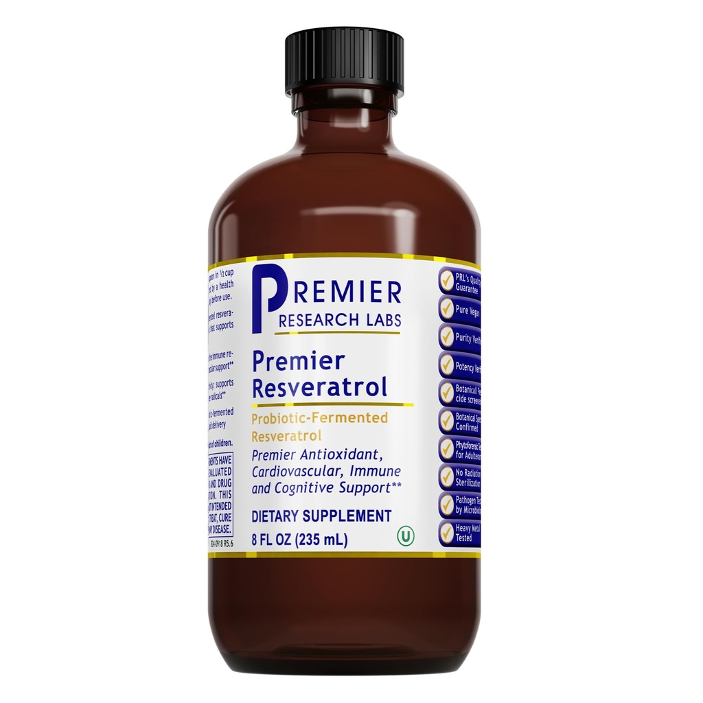 Premier Research Labs Resveratrol - Resveratrol Liquid Supplement, Trans Resveratrol, Antioxidant Support for Heart Health & Blood Flow, Aging Support, 180 mg Per Teaspoon - 8 Fl Oz