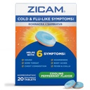Zicam Cold &amp; Flu-Like Symptoms with Echinacea and Sambucus, Homeopathic, Zinc, Cooling Peppermint Flavor, Ayuda con los síntomas fríos, 20 Tablets