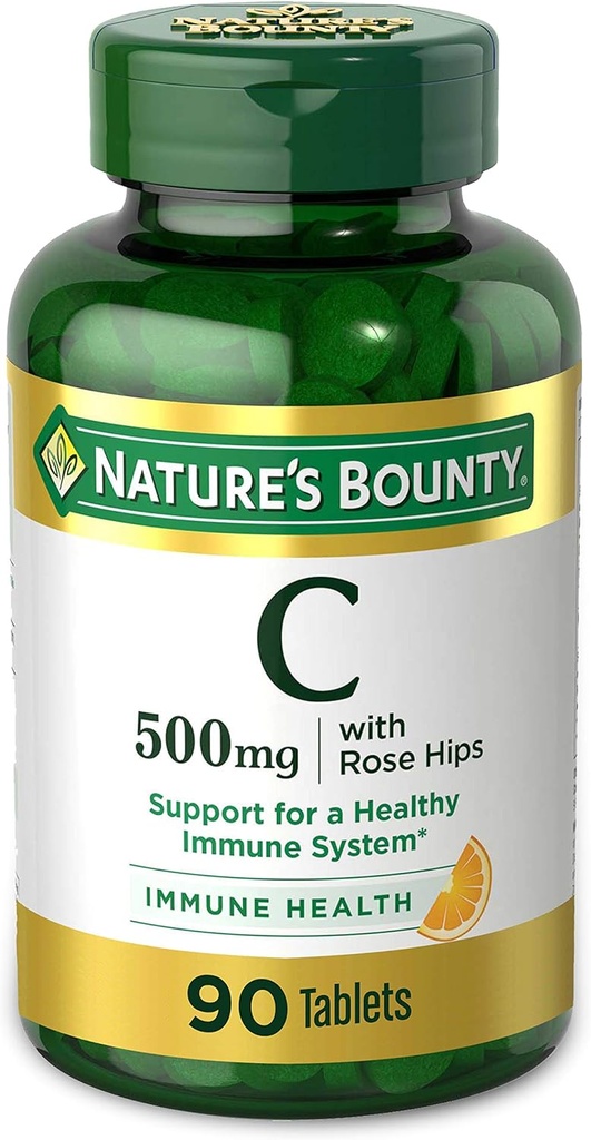 Nature's Bounty Vitamin C, Support for a Healthy Immune System, 500 mg Vitamin C with Rosehips, 90 Chewable Tablets