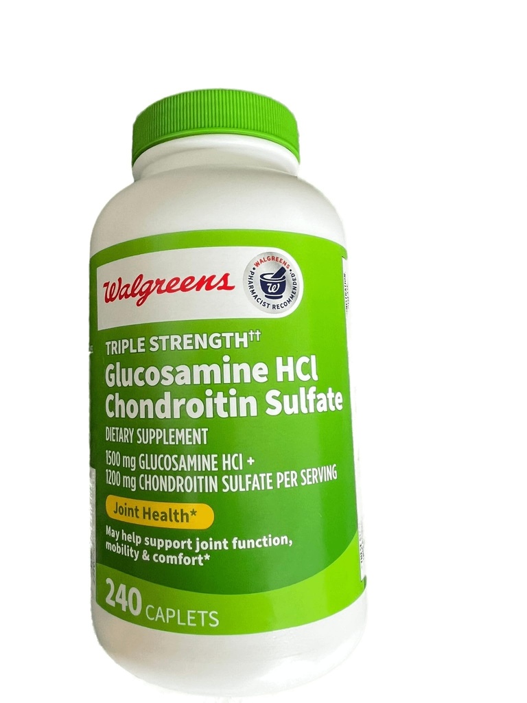 Walgreens Glucosamine Chondroitin Triple Strength 1500 mg Glucosamine HCL 1200 mg Condroitina - 240 cápsulas