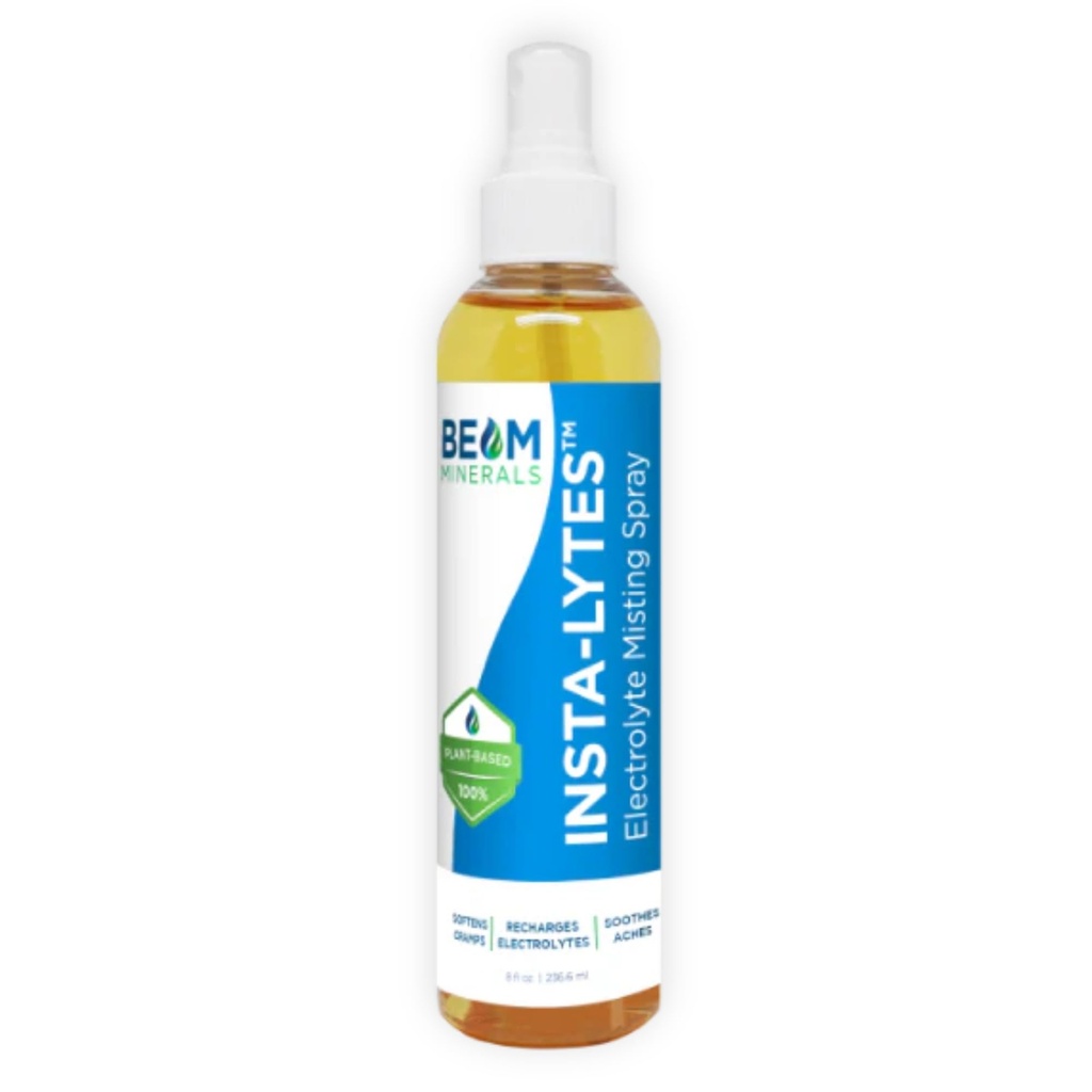 BEAM MINERALS Insta-Lytes | Cramp-Relief Electrolyte Misting Spray | Natural Liquid Electrolytes | Micronutrients Supplement for Cramping, Muscle Aches, and Rash Relief | 8 fl Oz