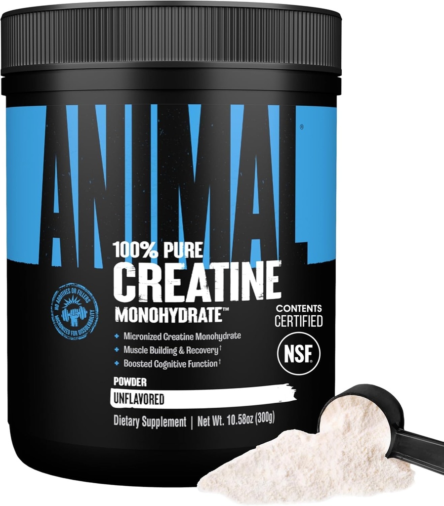 Polvo de Monohidrato de Creatina de Animales - Micronizado para la Recuperación del Musculo, Energía Celular y Bienestar Diario - para Hombres y Mujeres - Desarrollado 300g