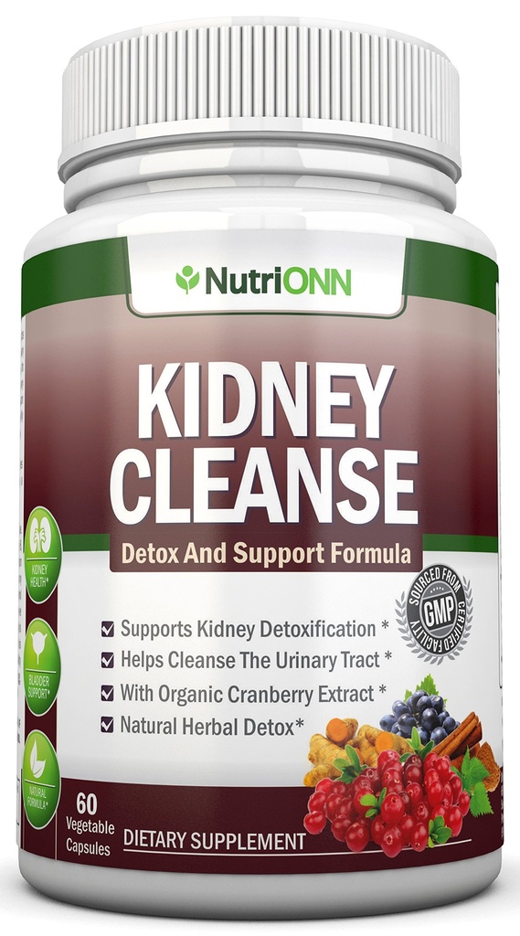 KIDNEY CLEANSE - Detox and Support For Urinary Tract, Bladder and Kidneys - All Natural Herbal Supplement Formula With Organic Cranberry, Astragalus, Turmeric, Goldenrod, Gravel Root, Juniper and More