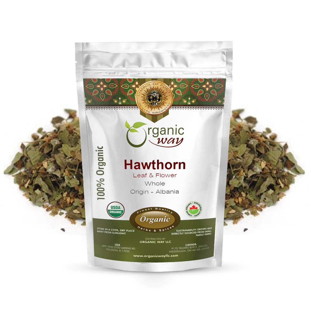 Orgánica Hawthorn Leaf and Flower Whole (Crataegus monogyna) - Herbal Tea  European Wild-Harvest ← USDA " Kosher Certified ← Non GMO " Gluten Free ← Origen - Albania (1/2LBS / 8OZ)