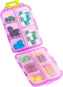 Organizador de píldoras de viaje, Caja de dispensador de medicamentos diarios, pequeño caso semanal de vitamina para suplemento, aceite de pescado, medicamentos, farmacia de bolsillo Cute capsule Container 10 Compartments, Pink