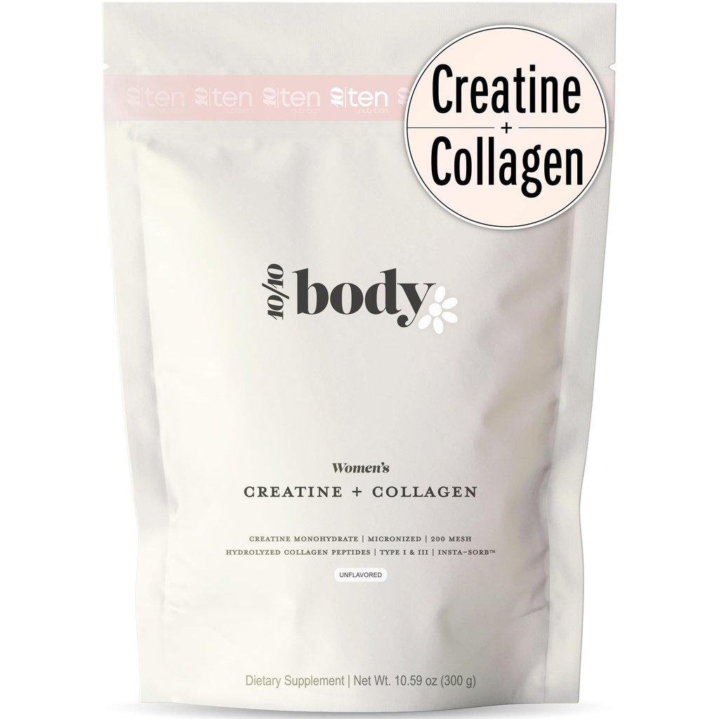 New - Creatine + Collagen for Women – Supports Lean Muscle Growth & Development, Booty Gain, Energy & Recovery – 5g Creatine Monohydrate Plus 5000mg Collagen Peptides Combo – Unflavored, 30 Servings