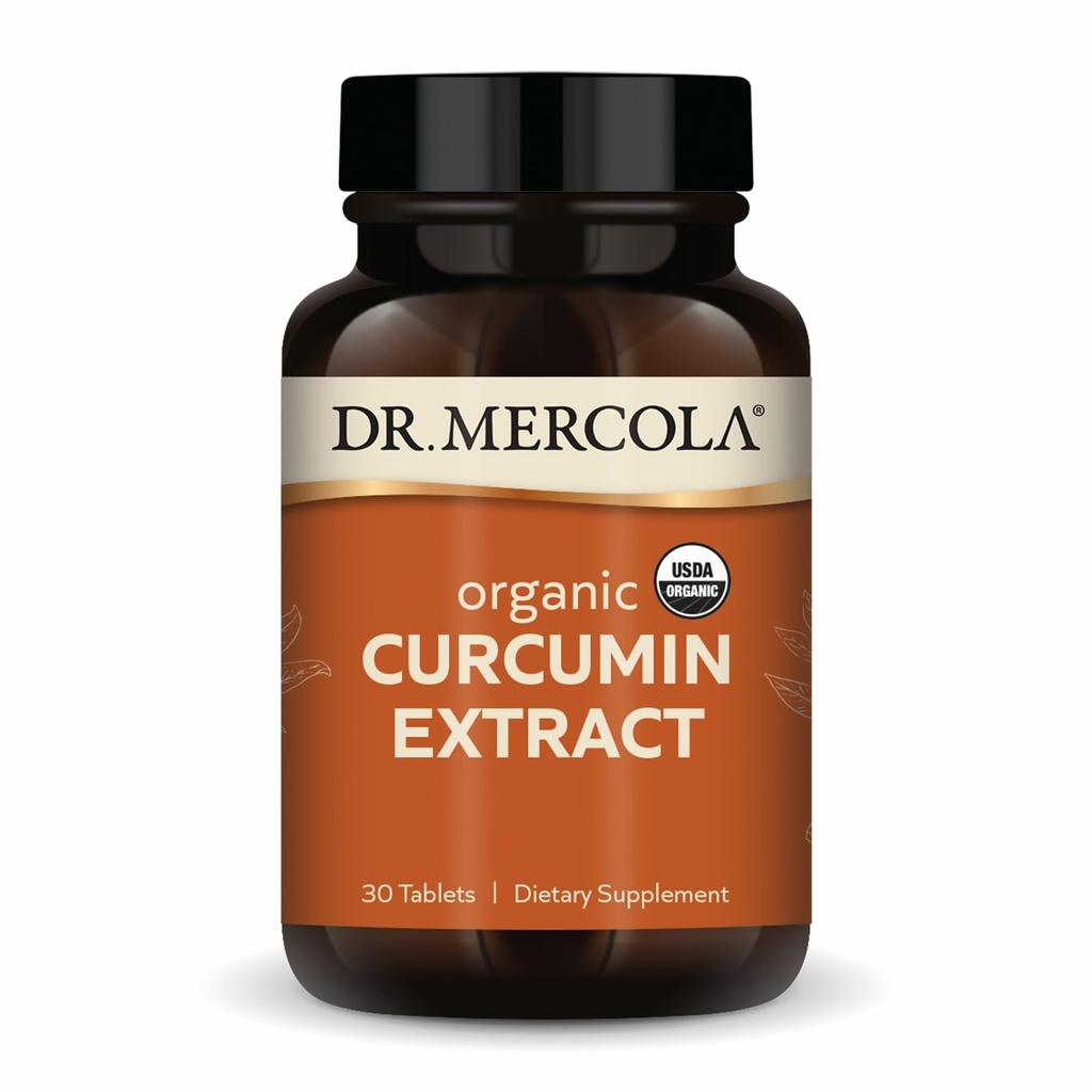 Dr. Mercola Orgánica Curcumina Extracto, 30 Serviciones (30 Tabletas), Suplemento dietético, No GMO, Certificado USDA Orgánica