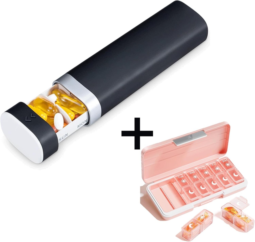 AM PM Organizador de píldoras 2 veces al día, 7 días Caja de píldoras Organizador semanal Viaje con contenedor separado, dispensador de medicamentos diarios portátiles para vitamina, aceites de pescado, suplementos