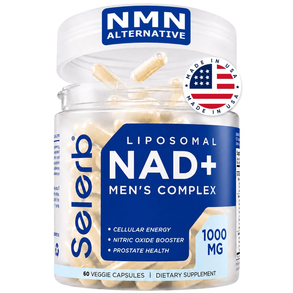 NAD+ Suplementos para Hombres - Nitric Oxide Prostate Health Suplementos para Hombres con Resveratrol, CoQ10, L Citrulline y Lycopene para Anti-Aging, Stamina &amp; Cellular Energy Support 60 cápsulas