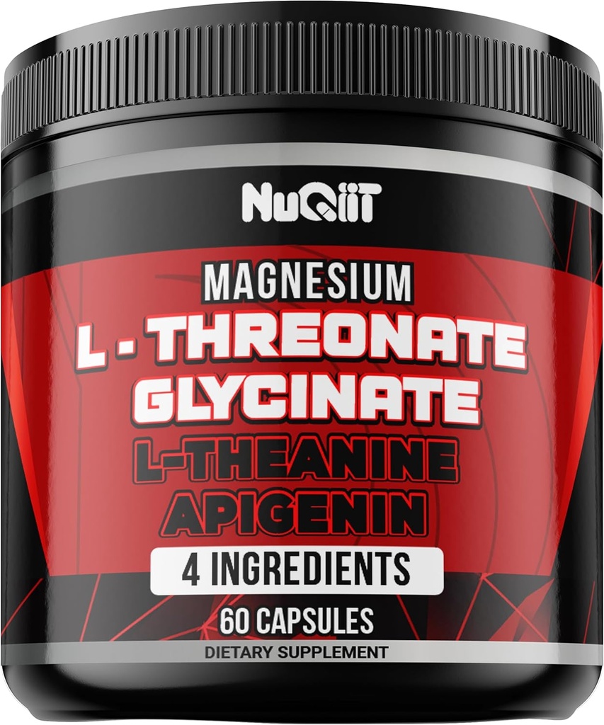 60 cápsulas - Magnesium L-Threonate Capsules 500mg Magnesium Glycinate 500mg L-Theanine 200mg &amp; Apigenin 50mg - Beneficios Impresionantes para el soporte Positivo Mood, Immune System, Brain Health & Focus