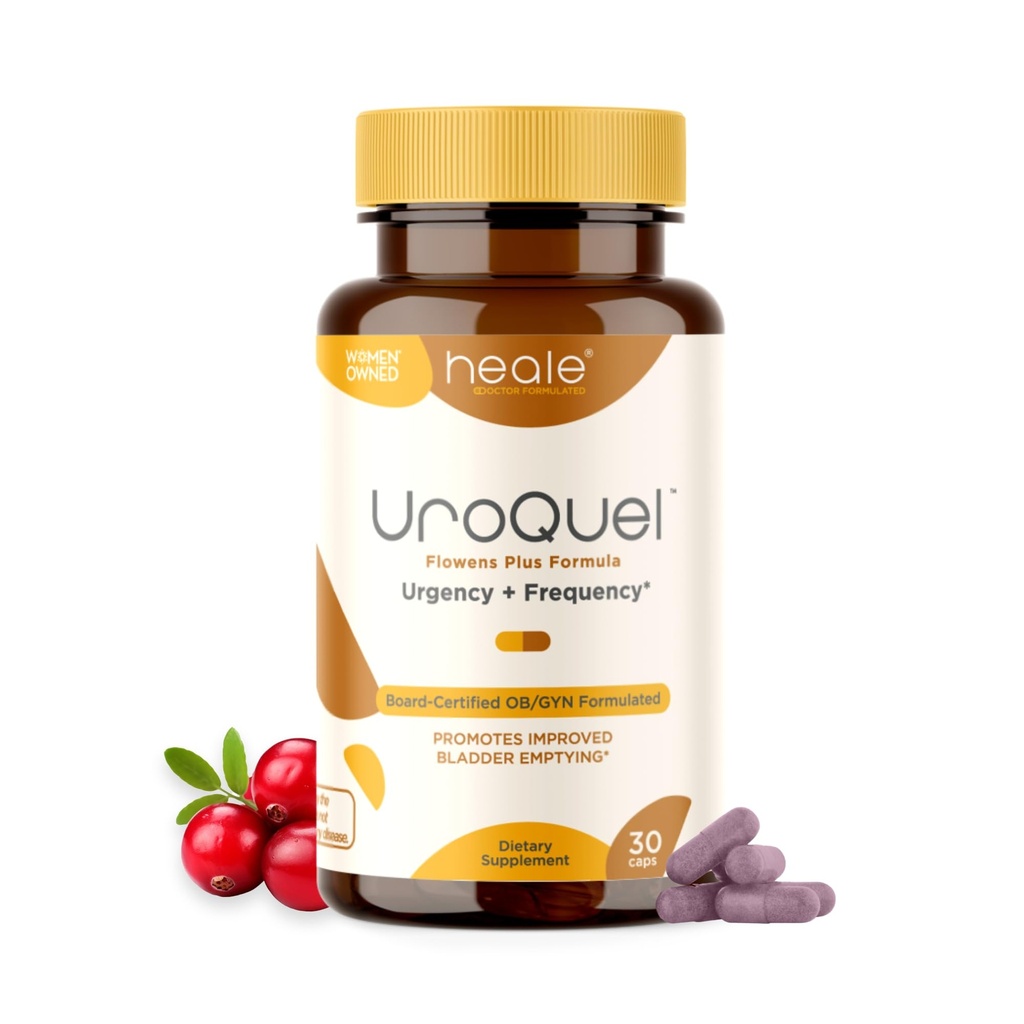 UroQuel - Natural Bladder Control Cranberry Supplement - Reduce Bathroom Urgency, Frequency, Incontinence, with Flowens - OBGYN Formulated - Cranberry Pills for Women & Men - by Heale - 30 Capsules