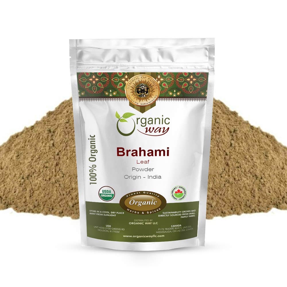 Orgánica Brahmi Leaf Powder (Bacopa Monnieri) - Orgánica &amp; Kosher Certified  suya Raw, Vegan, Non GMO & Gluten Free ← USDA Certified  duradera Origin - India (1/4 LBS)