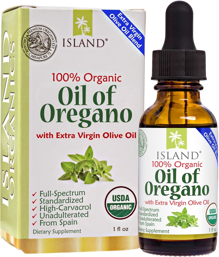 Petróleo de Oregano Gotas Orgánicas de Líquido (1 fl oz) - Lente de aceite de orégano orgánico y aceite de oliva, cultivado en España