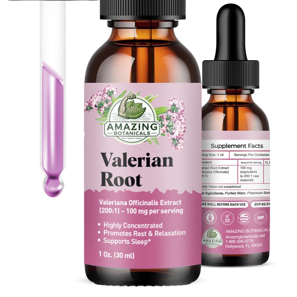 Caídas de raíz valeriana para el sueño - Orgánica Valerian Root Tintura Extracto 3000mg - para la relajación y la calma - 1 FL OZ, 30 Servimientos