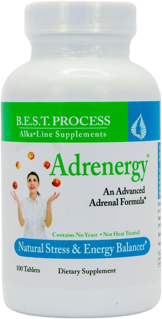 Adrenergy (3 Pack) Best Process Alkaline — Natural Adrenal Support with Adrenal Gland Extract, Adaptogens, Vitaminas & Minerales