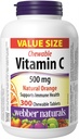 Webber Naturals Vitamina C, 300 Tablas Naranjas Chewable, 500 mg de Vitamina C Por Tabla, Huesos, Dientes, Inmune y Apoyo Antioxidante