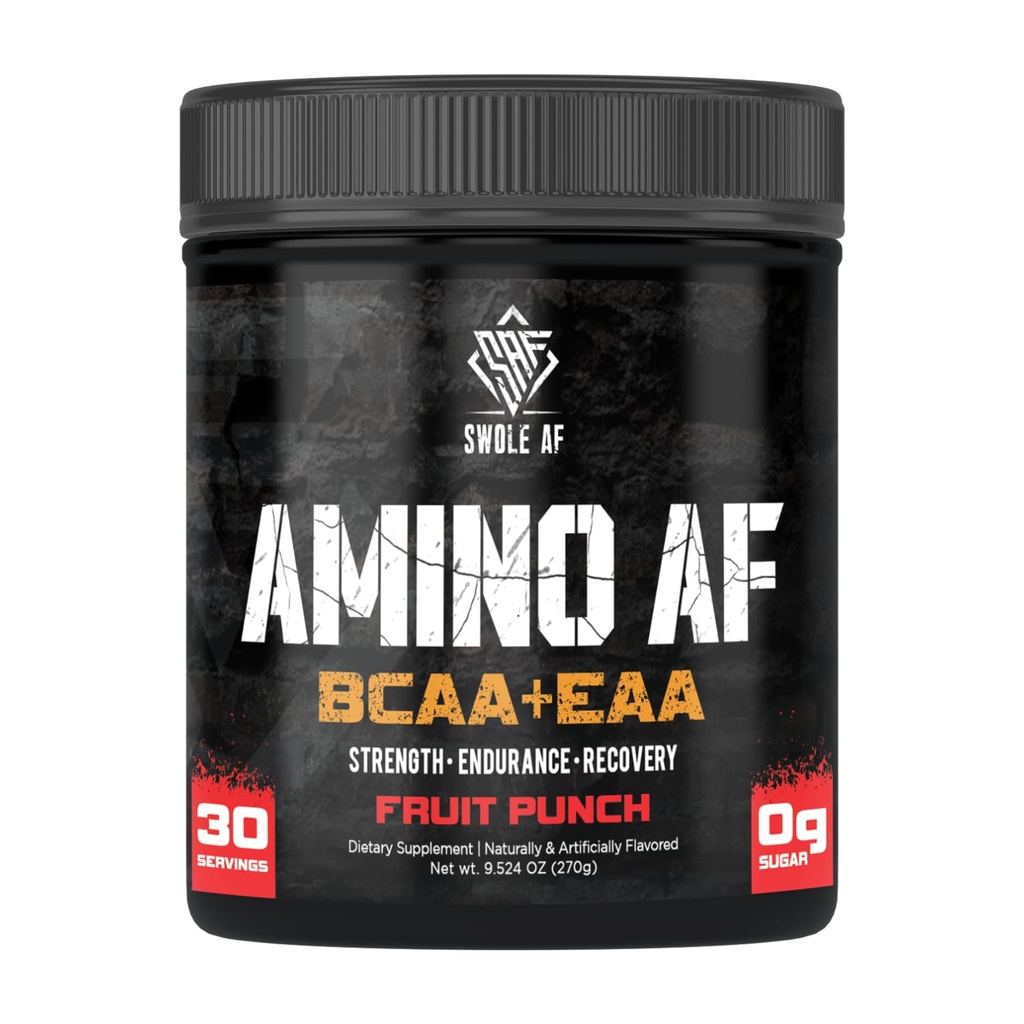 Swole AF | Amino AF BCAA + EAA | Essential Amino Acids for Muscle Gain Endurance & Recovery | Dietary Supplement for Enhanced Mood Faster Metabolism | Fruit Punch