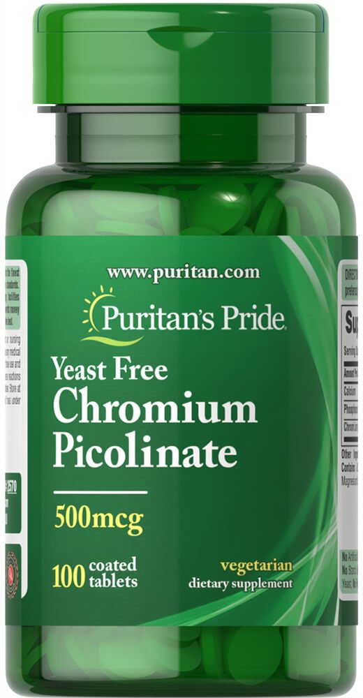 Puritans Pride Chromium Picolinate 500 Mcg Yeast Gratis, 100 Conde