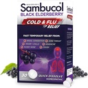 Sambucol Cold and Flu Relief Tablets - Homeopathic Black Elderberry Cold Medicine, Drowsy Free Remedy for Adults with Zinc, Quick-Dissolving Tablets for Men and Women - 30 Count