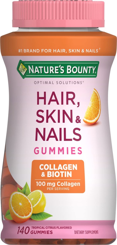 La recompensa de la naturaleza con Biotina y Collagen, Citrus Gummies, 140 Ct