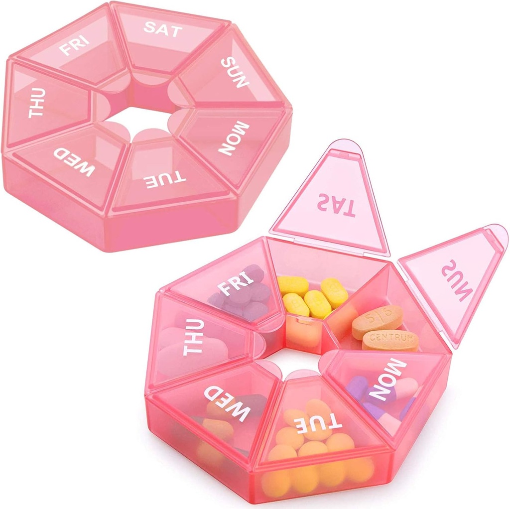 2PCS Organizador semanal de píldoras Gran caja de píldoras de 7 días Organizador de medicina diaria Caso de vitamina Píldoras de aceite de pescado Suplementos Artritis Friendly