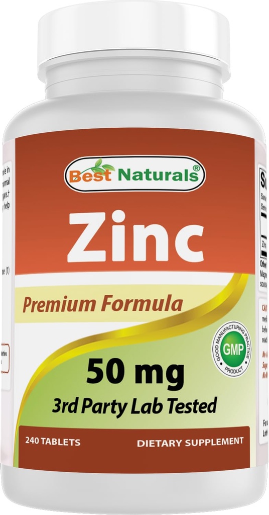 Mejor Naturales Suplemento Zinc como Gluconato Zinc 50mg 240 Tablas - Apoyo Inmunitario