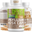 Number One Nutrition N1N Premium Psyllium Husk Capsules [All Natural,1450 MG] Powerful Soluble Fiber Supplement to Support Regularity and Digestive Health, 240 Caps