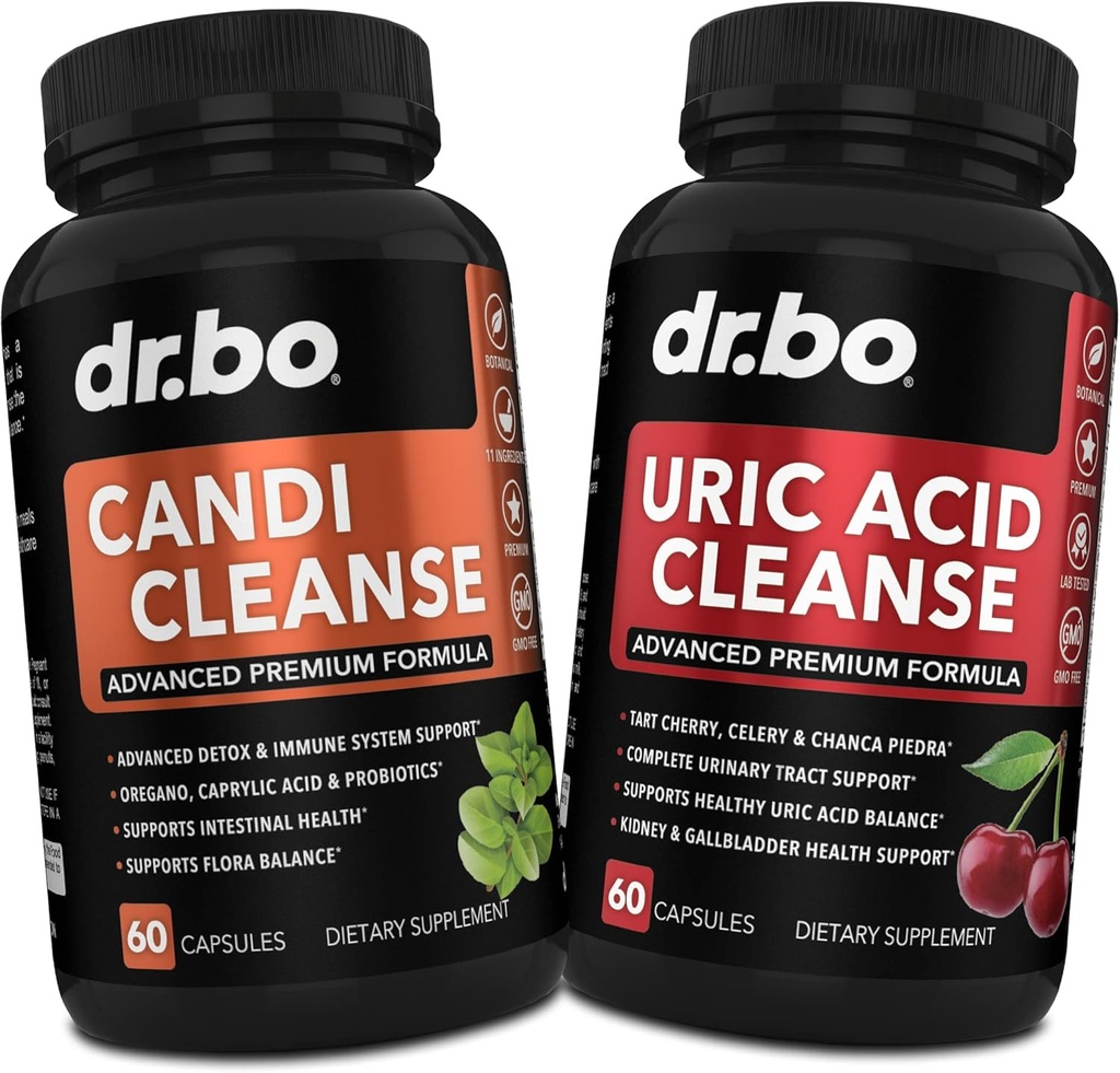 DR. BO Candi Uric Acid Cleanse Support - Oregano " Kidney Herbal Supplements for Women " Hombre - Extra Strength Uric Acid Flush Purge Capsules " Oral ControlProbiotic Complex Cleanser