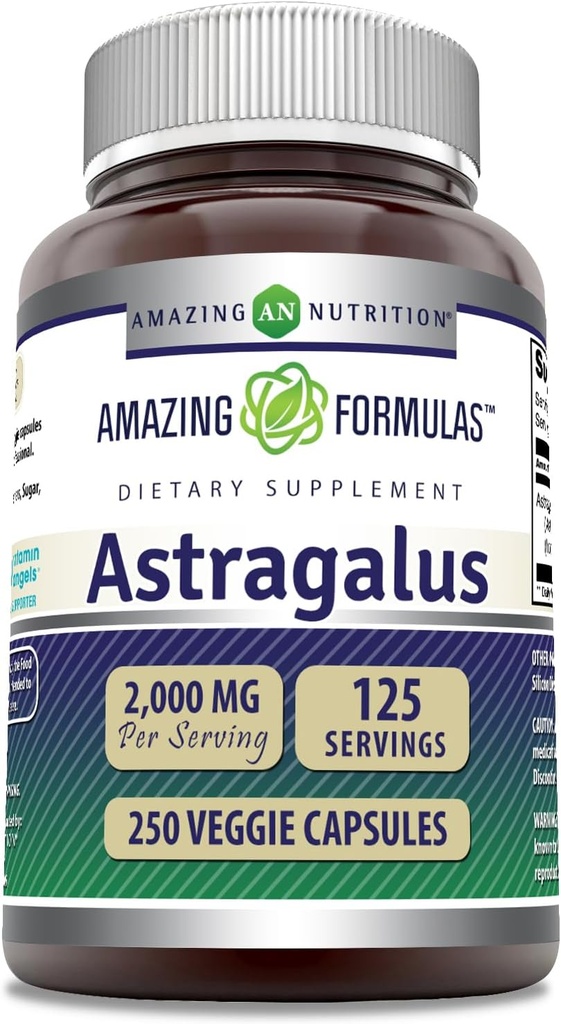 Amazing Formulas Astragalus 2000 mg Por Serving Capsules Suplemento  Hecho from Pure Astragalus Membranaceus Plant Root Extract ← Non-GMO peru Gluten Free (250 Count)