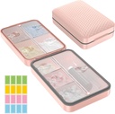 Restree Organizador semanal de píldoras, caja de proa de humedad magnética, caja de gran capacidad de viaje con tapa limpia interna para vitaminas, suplementos y medicamentos diarios 8 Compartimiento (Pink)