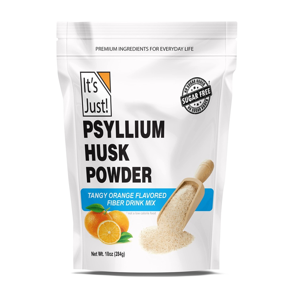 ¡Es sólo! - Psyllium Husk Powder, fácil mezcla de fibra dietética, limpiar su sistema digestivo, polvo fino, ideal para el horno de Keto, no GMO (Tangy Orange, 10oz (Pack of 1))