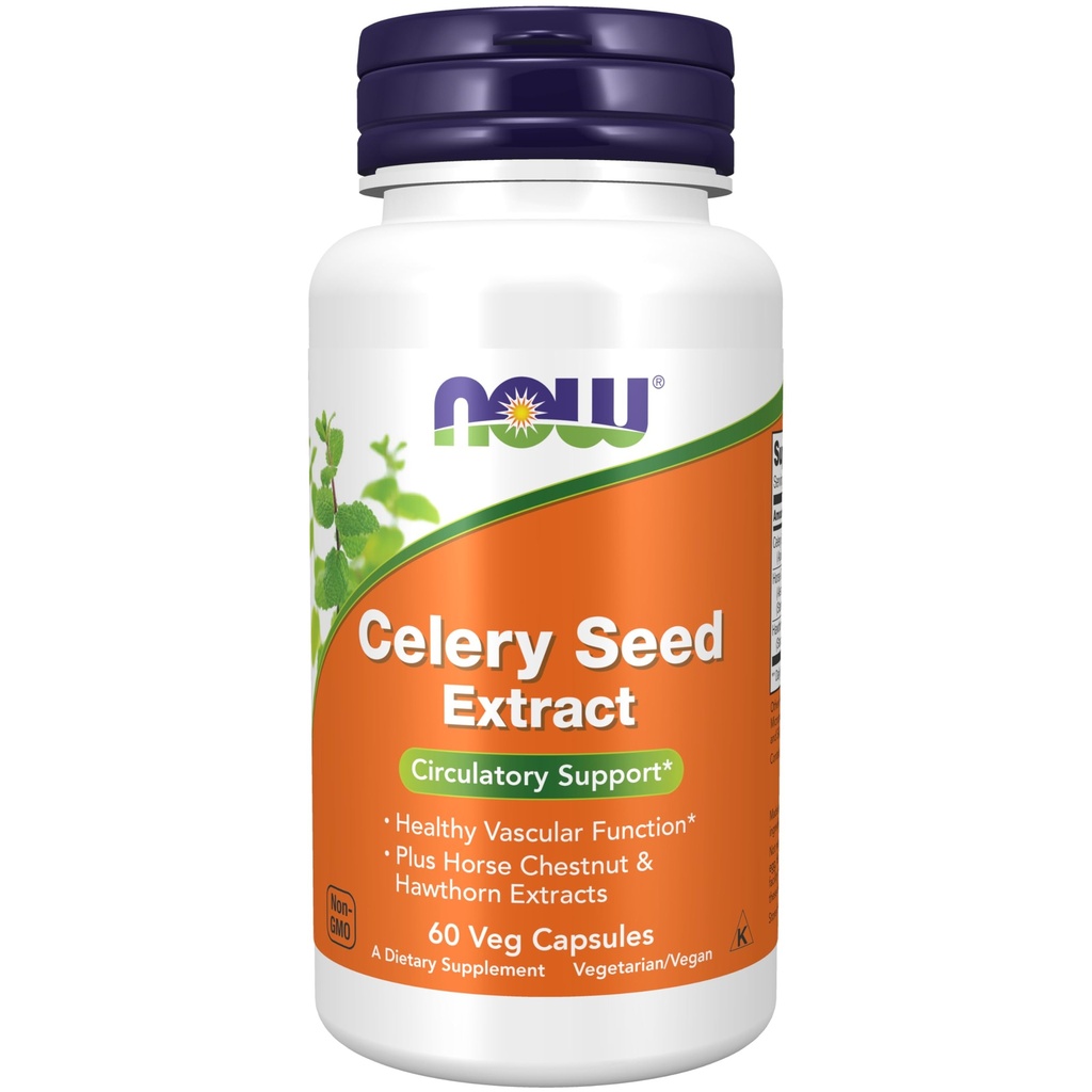 AHORA Alimentos Suplementos, Celery Seed Extracto, más Caballo Chestnut y Hawthorn Extractos, 60 Veg Capsules