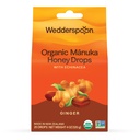 Wedderspoon Organic Manuka Honey Drops, Ginger &amp; Echinacea, 20 Cuenta (Pack of 1) ← Genuine New Zealand Honey ← Perfect Remedy For Dry Throats