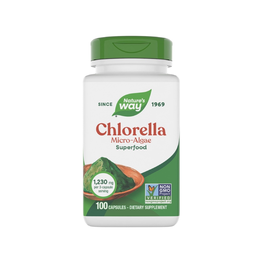 Camino de la Naturaleza Chlorella Micro-Algae, Superalimentos, Soporta Vías Antioxidantes*, 1.230 mg por Servicio de 3 cápsulas, Vegan, Proyecto No GMO Verificado, 100 cápsulas (Paquete Mayo Vary)